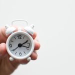 saving time hand holding clock