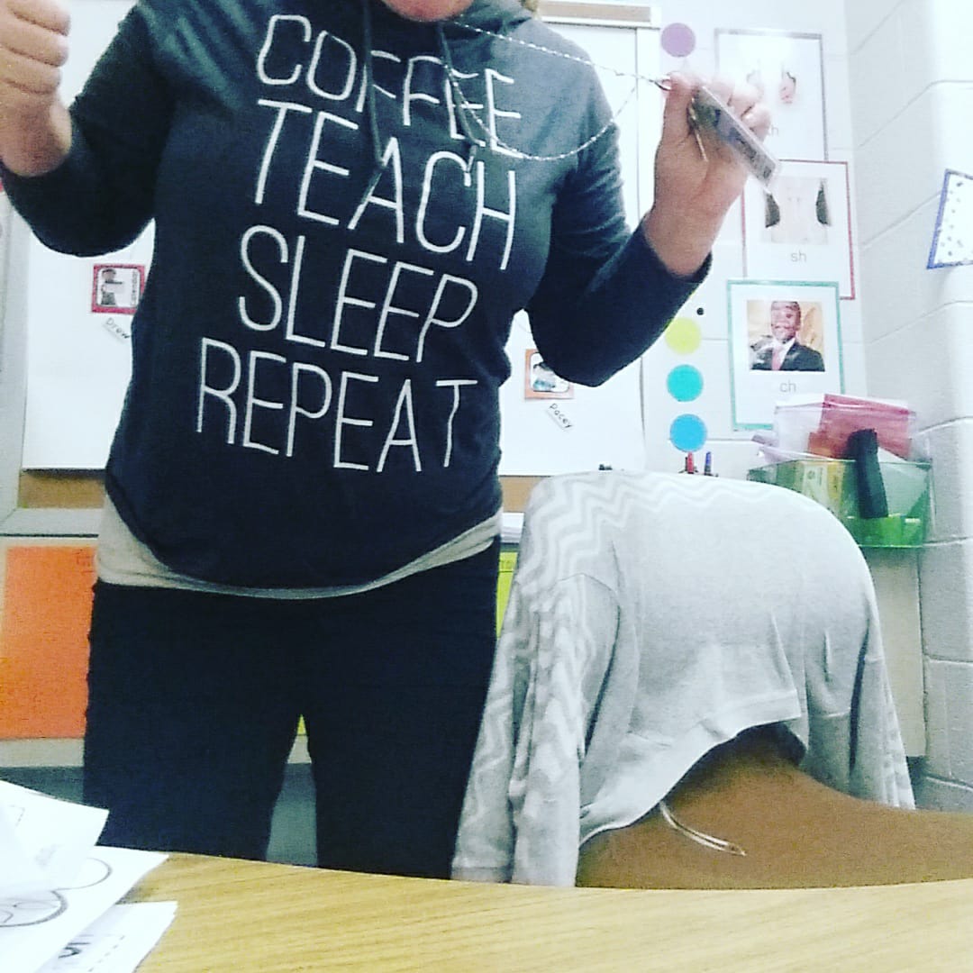 Kindergarten teacher with teacher shirt