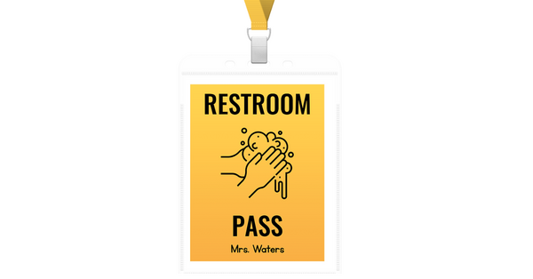 restroom pass on lanyard