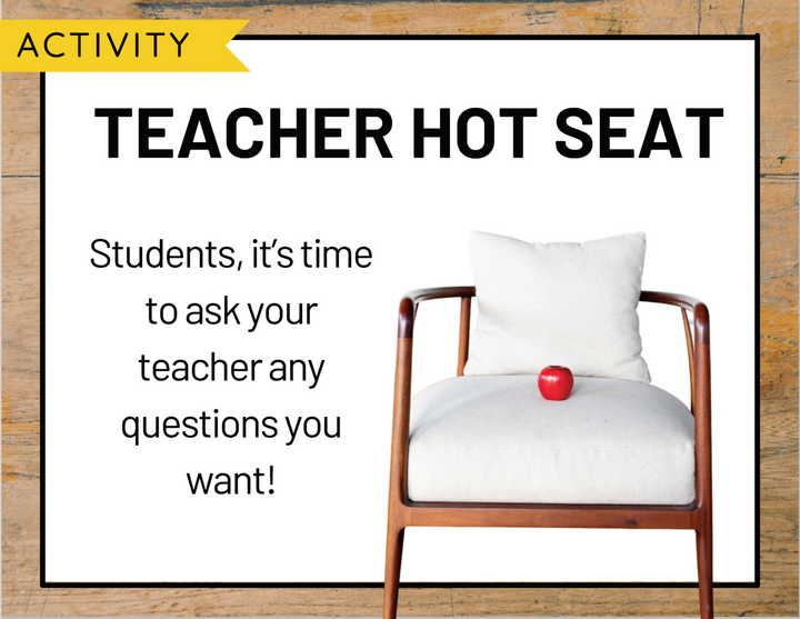 Directions for a morning meeting activity called Teacher Hot Seat