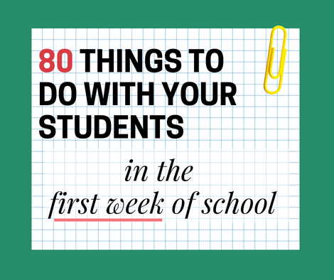 back to school list cover image for this blog section: graph paper with the black text "80 things to do with your students in the first week of school"