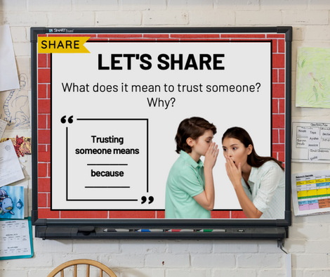 all about me theme - share question that asks, "what does it mean to trust someone?"