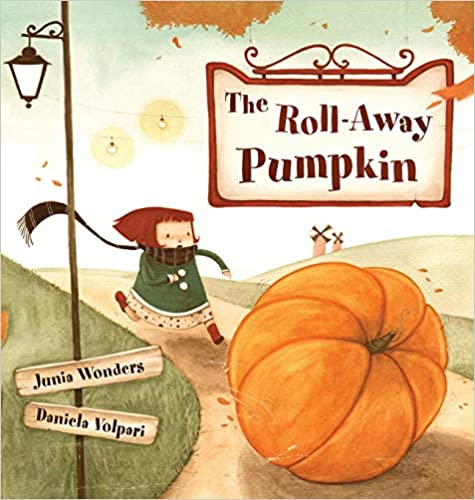 a picture of one of the halloween books - the cover of the roll-away pumpkin