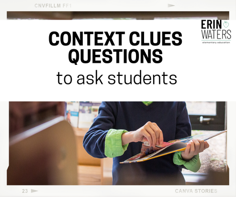 a cover image with text reading pre-reading questions about context clues