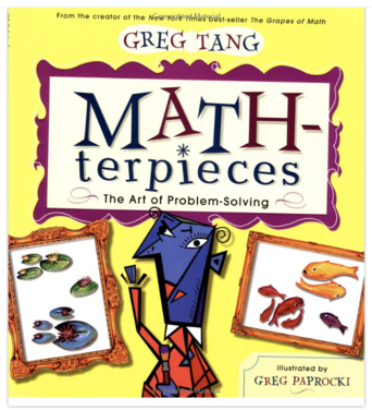 math readalouds slide showing the cover of Math-terpieces